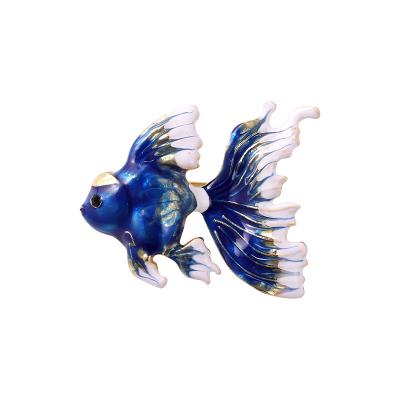 China Goldfish Brooch Pins Women Shirts Safety Pin Lovely Metal Brooch Cloth Bag Purse Accessories Cute Blue for sale