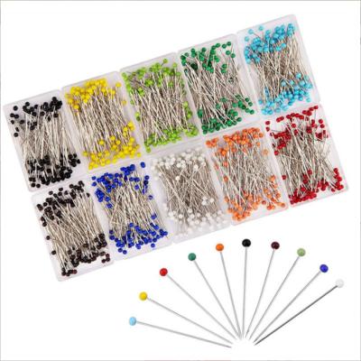 China 800PCS Sewing Pins For Fabric Straight Pins With Colored Glass Ball Heads Long 1.5inch 3.0mm for sale