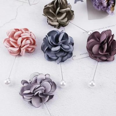 China China Men's Lapel Flower Rose Flower Handmade Boutonniere Stick Brooch Lapel Pin Customized Manufacturers for sale