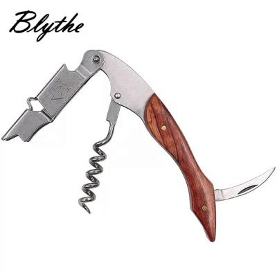 China Wholesale custom workable multifunctional logo metal corkscrew wine bottle opener wooden bottle opener for sale