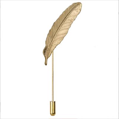 China 2PCS Feather Men Women Brooch Pin Suit Link Brooch Pin Vintage Lapel Stick Pin Metal Men METAL for sale