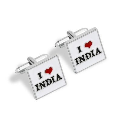 China New I LOVE INDIA Creative Letter ALLOY High End Metal Cufflinks Enamel Cufflinks for sale