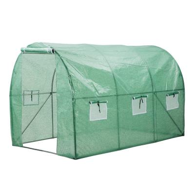 China Poly tunnel greenhouse 3x2x2m green cover galvanized steel pipes customized steel frame logo for sale