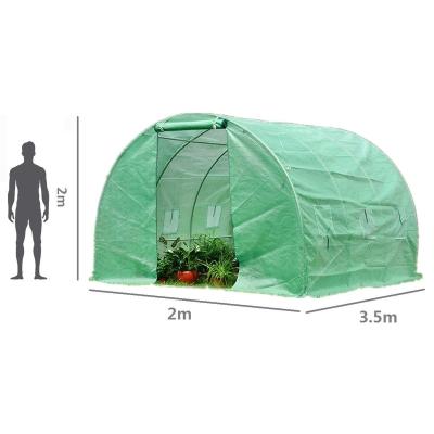 China Small Greenhouse Tunnel 3.5x2x2m Steel Frame Construction 140g/sqm PE Mesh fabric for sale