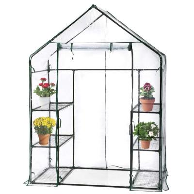 China Classic walk in greenhouse metal frame with 4 wire shelves 155x70x200cm for sale