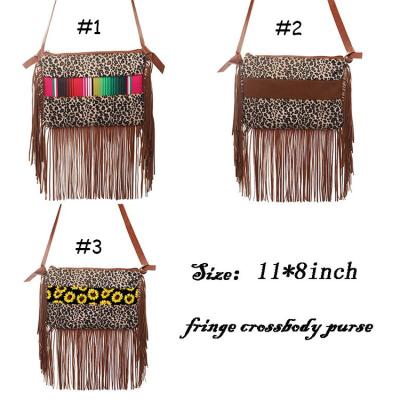 China Leopard Fringe Cross - Body Bag RTS Horsehair Hobo Shoulder Bag with Tassel Women Leopard Fringe Cross - Body Bag for sale