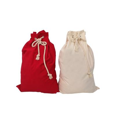 China High Qucmality Drawstring Santa Sack Canvas Santa Sack Christmas Gift For Kids Santa Sack Blank Red for sale