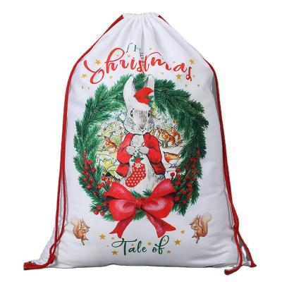 China High Qucmality Canvas Bags With Drawstring Festival Animal Santa Sack Wholesale Gift for sale