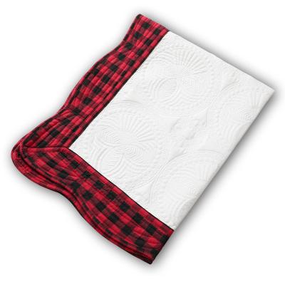 China Folded Red Plaid Monogram Baby Blanket Baby Coming Home Newborn To Wrap Baby Blanket Comforter for sale