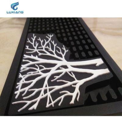 China Non-Toxic Logo PVC Bar Mat/PVC Soft Puddle Bar Mats/Custom Flexible/Durable/Reusable Embossed Soft Rubber Bar Runner for sale