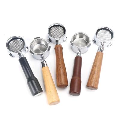 China 51mm Solid Wood Handle Coffee Machine Three-Ear Handle Viable Filter Bottomless Coffee Portafilter Handles Espresso Coffee Tools for sale