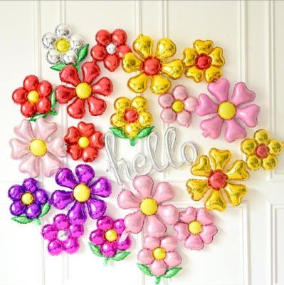 China Brithday Decor/Gifts /WeedingParty Wholesale 2021 Inflatable Six-petal Flower Foil Globos Happy Birthday Party Gifts Balloons for sale