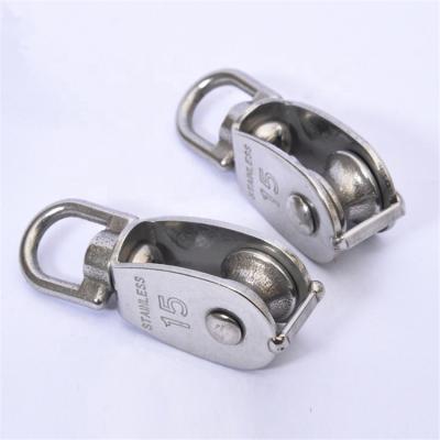 China Hotels Stainless Steel Single Pulley Lifting Wire Sheave 304 Wire Rope Pulley for sale