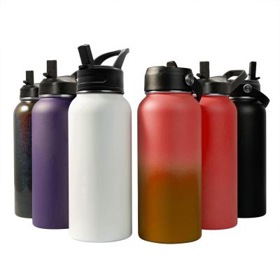 China Sustainable Double Wall Water Bottle Stainless Steel Flask Sports Bottle With Handle Lid for sale