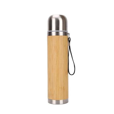 China Thermos 2022 New Sustainable Design Double-wall Vacuum Bottle Stainless Steel Bamboo Bamboo Water Bottle for sale