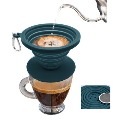 China Sustainable Food Grade Pour Over Collapsible Silicone Coffee Maker Coffee Filter Reusable Coffee Dripper For Traveling for sale