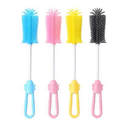 China New Viable Long Handle Silicone Baby Bottle Feeding Brush Teats Straw Tube Cleaner for sale