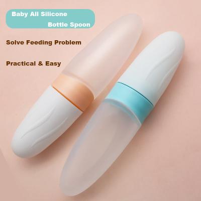 China 90ml BPA Free Full BPA Free Infant Rice Paste Fruit Vegetable Silicone Squeeze Bottle Spoon Feeder for sale