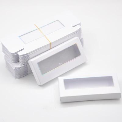 China Wholesale Jahuy Materials Recycled Cardboard ODM/OEM White Clear Box Window Color Print Logo Eyelash Box With Logo for sale