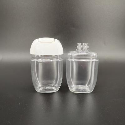 China BEAUTY PACKAGING Low Price Hand Sanitizer Squeeze Bottle Clear Top Cap 30ml Pet Oval Flip Top Bottle for sale