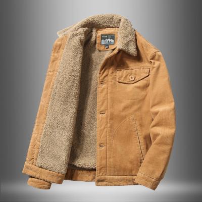 China 2021 Corduroy Windproof Warm Jackets Male Coats Fur Collar Casual Outwear Winter Thermal Jacket For Men for sale