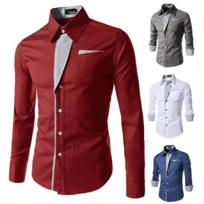 China 2021 Anti-wrinkle fashion branded long sleeve formal casual tuxedo shirt slim shirt design for men for sale