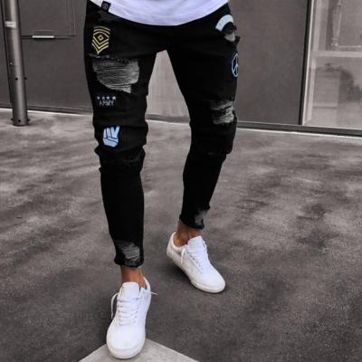 China 2021 Sustainable Streetwear Slim Zipper Destroyed Figure Flattering Tapered Jeans For Men for sale