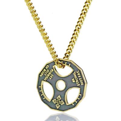 China 2017 new design fitness jewelry multi colors do not alloy barbell necklace pendant wholesale for sale