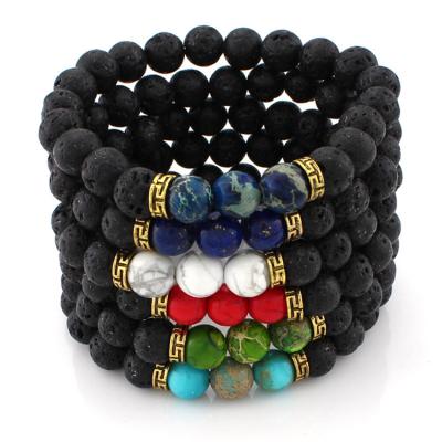 China Handmade Beaded Bracelet Lava Volcanic Stone Classic Wholesale Promotional Natural Stone Bracelet for sale