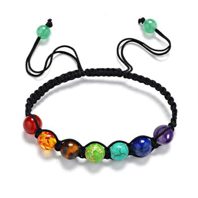 China Adjustable Size Braided Bead Bracelet 7 Chakra Beaded Natural Stone Bracelet Bangle Wholesale for sale