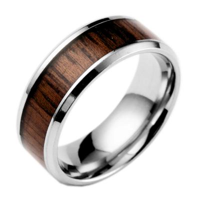 China No Ring Creative Design Stainless Steel Popular Inlay Wedding Wooden Finger Ring Hot Sale for sale