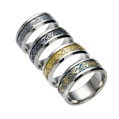 China No Hot Product High Quality Vintage Men's Dragon Pattern Ring Stainless Steel Ring for sale