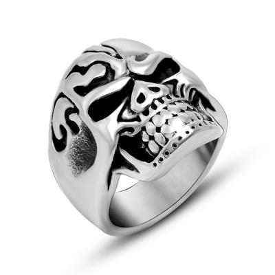 China Wholesale Punk Style Skull Ring Personality Men's Skull Vintage Titanium Steel Skeleton Ring for sale