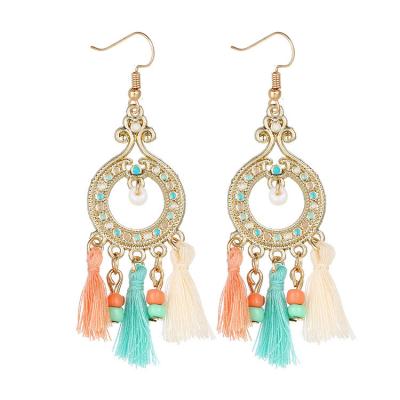 China Hot Selling Bohemian Fashion Retro Long Tassel Statement Style Tassel Drop Earring Earring for sale