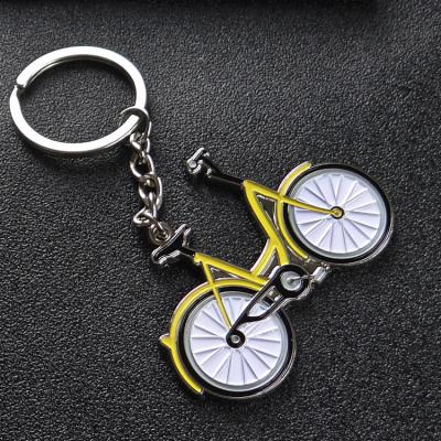 China Hottest Selling Yellow Metal Bicycle Manufacturer Custom Alloy Bike Key Chain Key Ring for sale