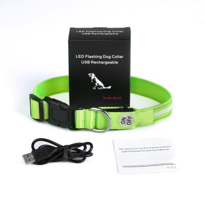 China Reflective LED Lights Dog Pets Collars Polyester Adjustable Glow In The Night Dog Cat Puppy Safe Luminous Flashing Collar Pet Supplies for sale