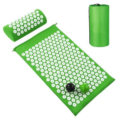 China Portable Acupressure Mat and Pillow Pain Relief Therapy Muscle Back Neck with Travel Bag Acupressure Set Yoga Bed Mat for sale