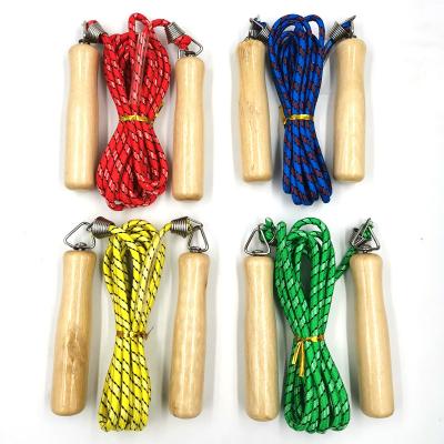 China Wooden Fitness Exercise Handle Jump Rope Kids Speed ​​Fitness Calorie Skipping Rope For Kids for sale