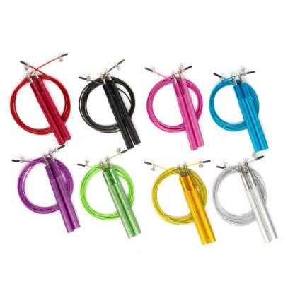 China Durable Aluminum Handle Customized Logo Multi Color Adjustable Speed ​​Cable Training Jump Rope for sale