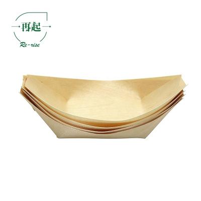 China Sustainable Biodegradable Wooden Sushi Boat Tray for sale