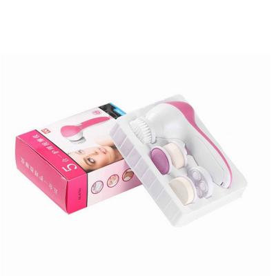 China Wholesale Multi-Function Electric Acne Treatment 5 in 1 Detergent Deep Massager Skin Face Wash Electric Facial Cleansing Brush for sale