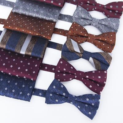 China High Quality Polyester Men's Fashion Jacquard 100% Polyester Pocket Square and Bow Tie Set Various Styles Patterns and Colors Customizable for sale