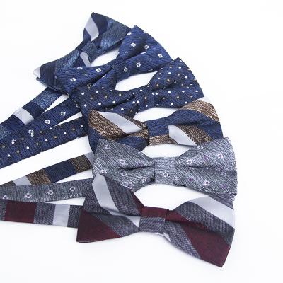 China Jacquard new product polyester silk jacquard bow tie preferred lattice bow tie striped men's bow tie customization for sale