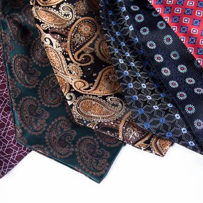 China Jacquard Mens Fashion 100% Polyester Yarn-dyed High Density Jacquard Scarves Customizable Custom With Logo for sale