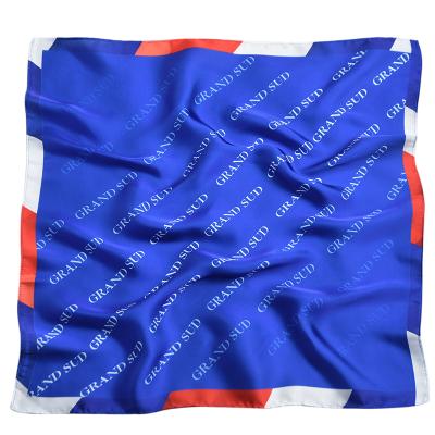 China Custom Design Custom Abstract Print Satin Square Women Pure Silk Scarf Bandana Wholesale Designer With Logo for sale