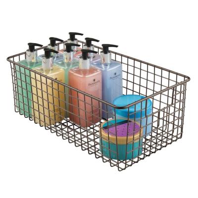 China Sustainable Metal Wire Storage Organizer Fruit Basket with Handles for Sideboards, Pantry, Bathroom, Laundry Room, Closets, Garage for sale