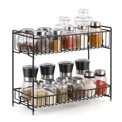 China 2-Tier Organizer Rack Metal Countertop Shelf Storage Viable Spice Rack For Kitchen Tableware Bathroom Cosmetic Office and More for sale