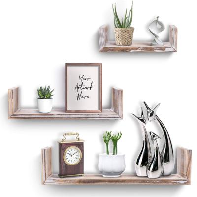 China Wholesale Rustic Indor Decoration Wooden Wall Shelf Wall Mount Shelf Floating Set of 3, for Bedroom, Living Room for sale