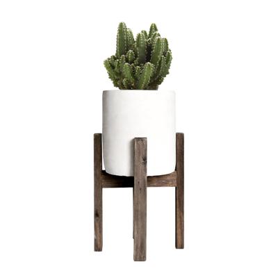 China Eco-Friendly Wholesale Country Style Decorative Cement Flower Planter Pot For Plants, Succulents, Cacti With Wooden Support Legs for sale