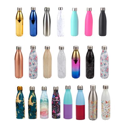 China Cola Logo Sustainable Wall Stainless Steel Shape Double Shape Customized Sports Travel Vacuum Insulated Water Bottle With Customized Lid for sale